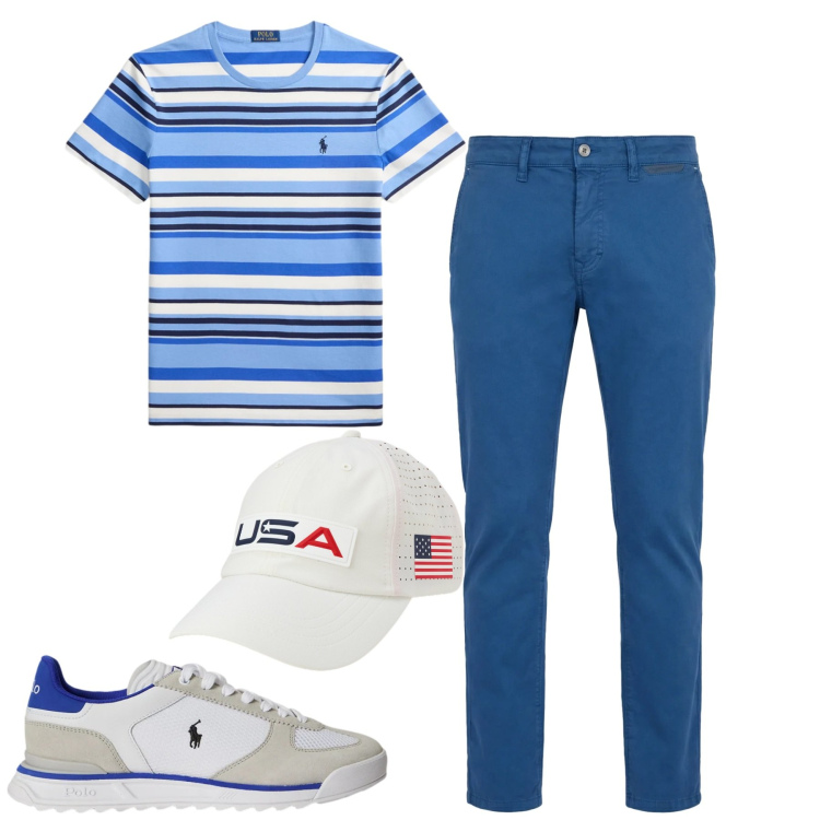 Outfit uomo - Total look #2394367. Stile Casual per Tutti i giorni. Abbinamento con pantaloni, cappelli con visiera, sneakers, t-shirt.
