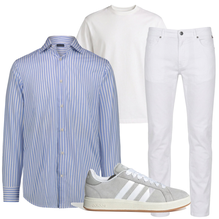 Outfit uomo - Urban Spring. Stile Urban per Ufficio. Abbinamento con t-shirt, pantaloni, camicie, sneakers.