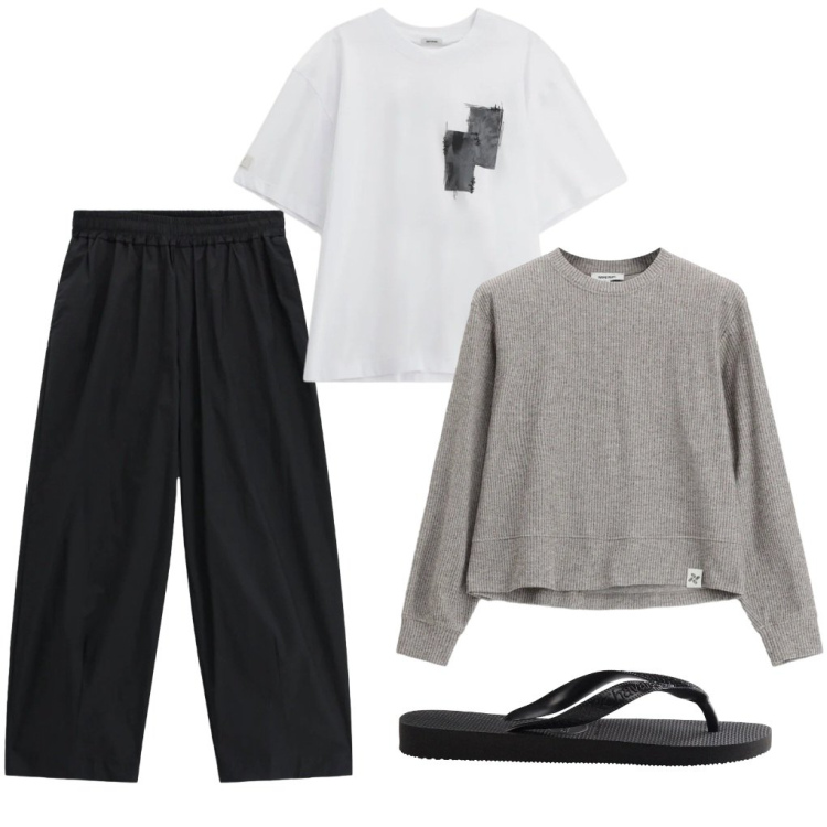 Outfit uomo - 31. Comodamente a casa. Stile Urban per Tutti i giorni. Abbinamento con t-shirt, pantaloni, felpe, sandali.