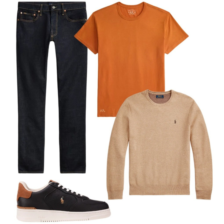 Outfit uomo - 40. Ti capisco. Stile Urban per Tutti i giorni. Abbinamento con maglieria, jeans, sneakers, t-shirt.