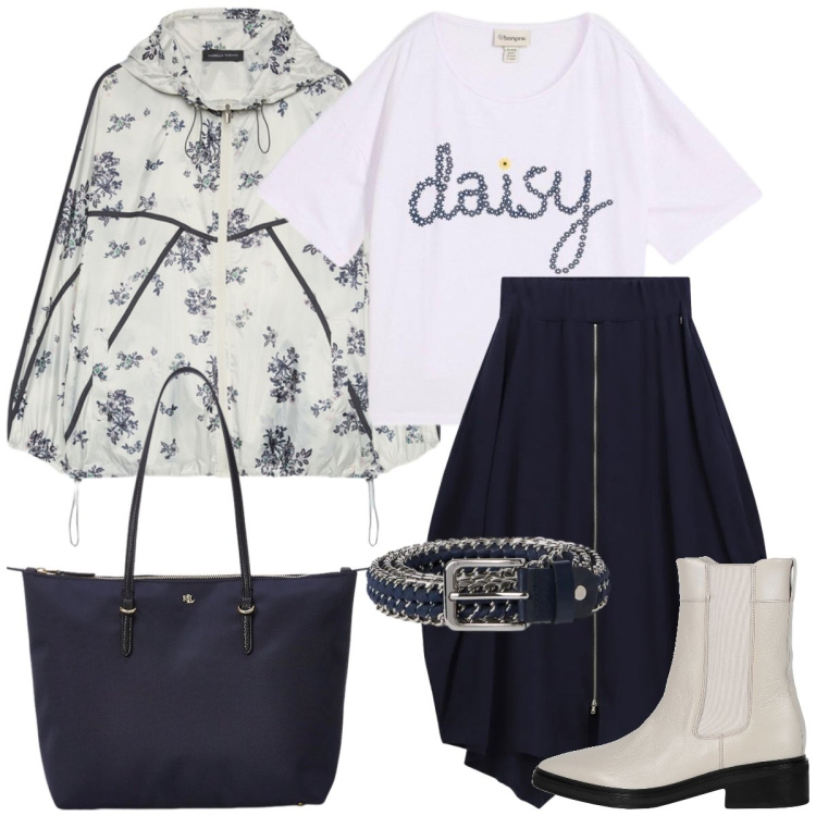 Outfit donna - Urban ma femminile. Stile Urban per Tutti i giorni. Abbinamento con stivaletti chelsea, t-shirt, gonne longuette, cinture, blazer, borse tote.