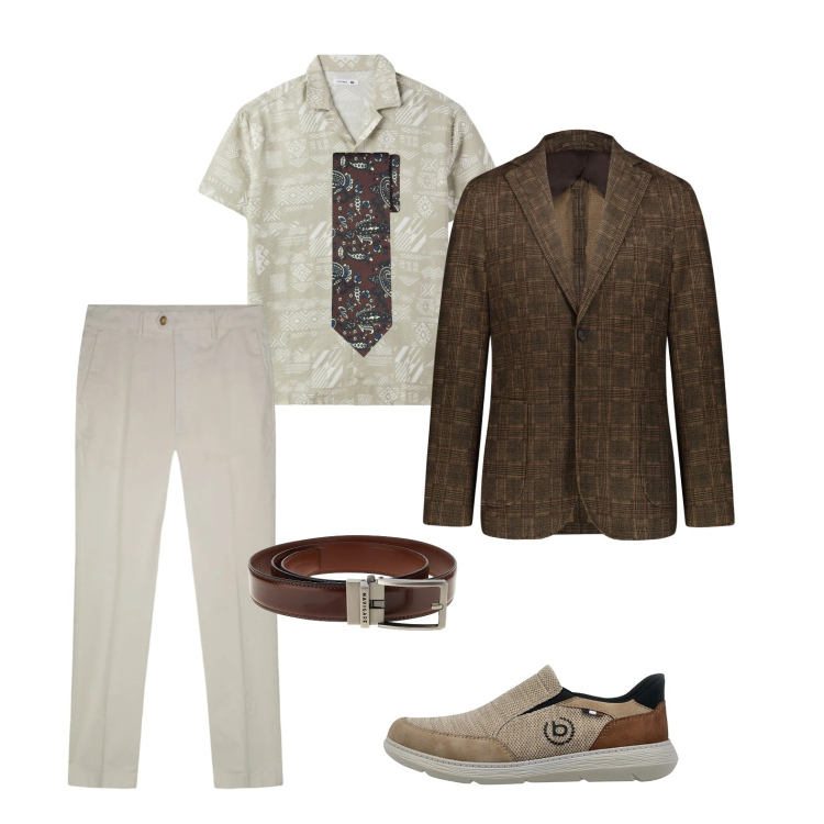 Outfit uomo - Total look #2394462. Stile Business/Elegante per Serata speciale. Abbinamento con camicie a manica corta, giacche, cravatte, pantaloni, cinture, scarpe stringate.