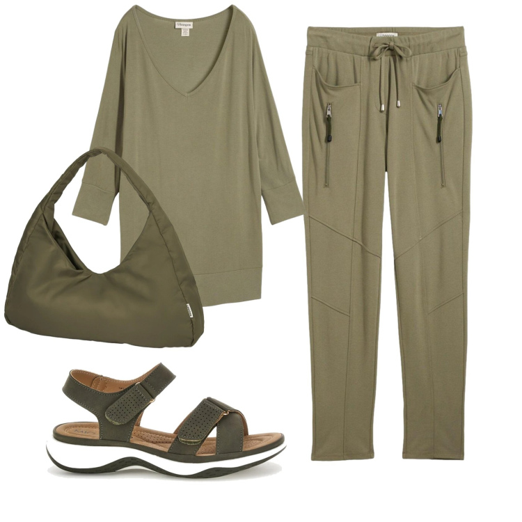Outfit donna - Total look #2394554. Stile Basic per Tutti i giorni. Abbinamento con pantaloni, t-shirt, borse a spalla, sandali.