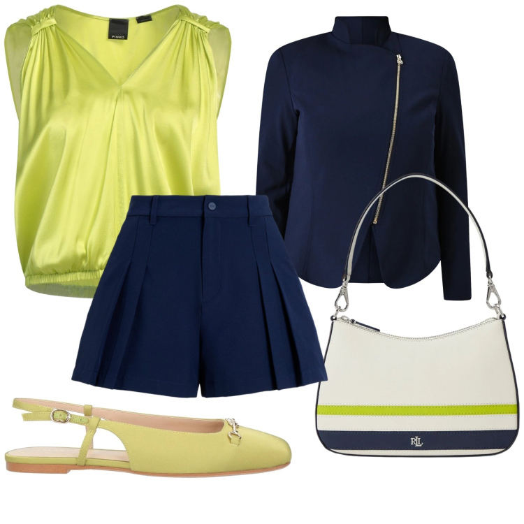 Outfit donna - Caldo e freddo. Stile Casual chic per Tutti i giorni. Abbinamento con top, ballerine, blazer, minigonne, borse a spalla.