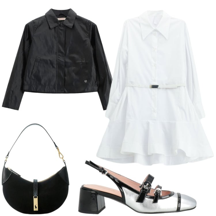 Outfit donna - Modern Black & White#serata speciale. Stile Glamour per Serata fuori. Abbinamento con décolleté, blazer, vestiti corti, borse a spalla.