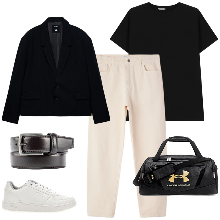Outfit uomo - Urban. per Tutti i giorni. Abbinamento con pantaloni, giacche, t-shirt, borse sportive, cinture, sneakers.