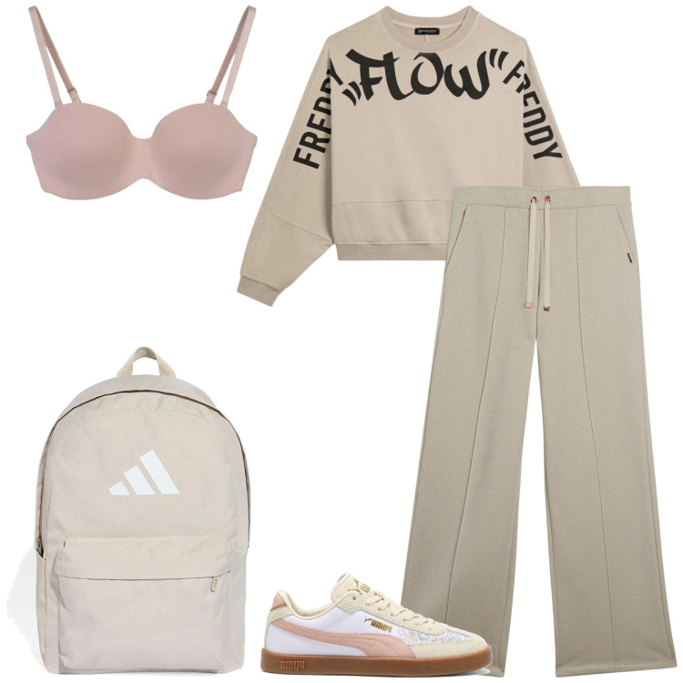 Outfit donna - Total look #2394677. Stile Sporty chic per Sport. Abbinamento con reggiseni, felpe, pantaloni, zaini, sneakers.