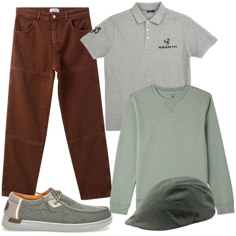 Outfit uomo - 41. Solo da due ore. Stile Urban per Tutti i giorni. Abbinamento con pantaloni, felpe, cappelli con visiera, scarpe stringate, polo.