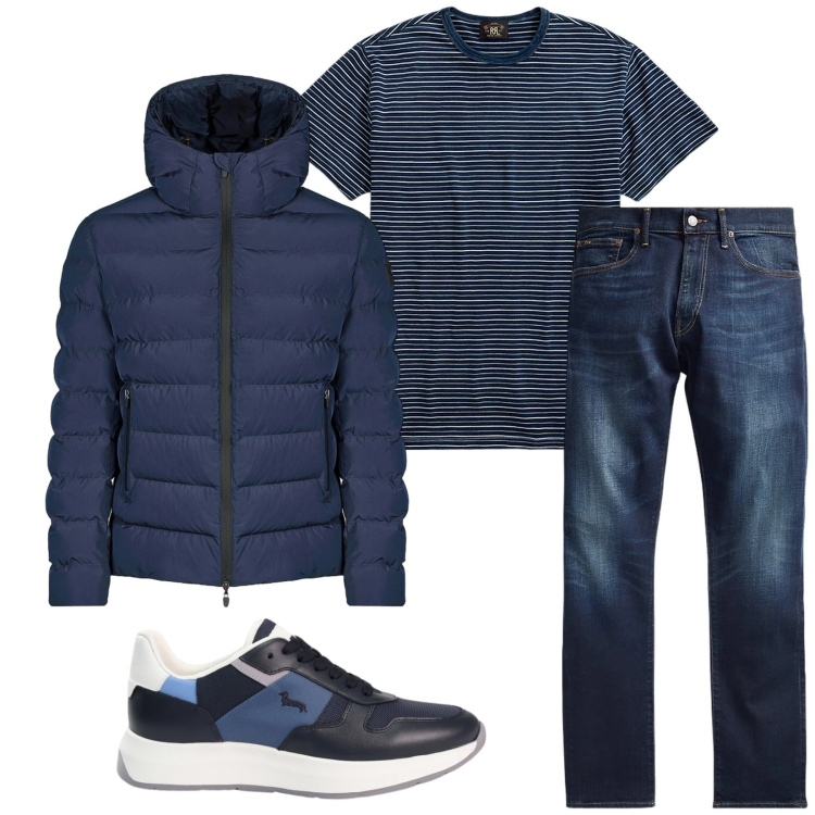 Outfit uomo - Total look #2394725. Stile Casual per Tutti i giorni. Abbinamento con sneakers, t-shirt, jeans, bomber.