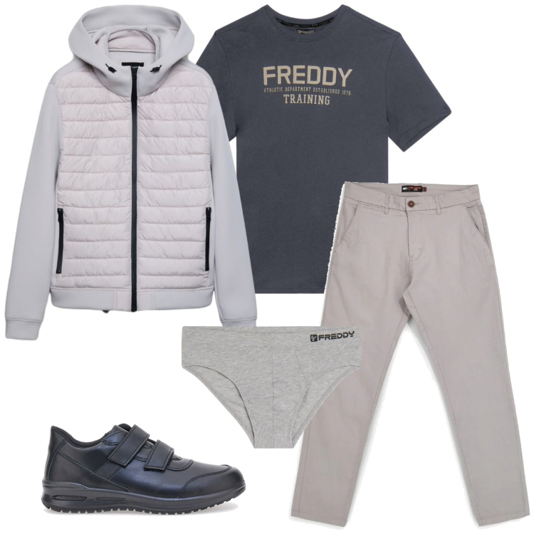 Outfit uomo - Total look #2394728. Stile Casual per Tutti i giorni. Abbinamento con giacche, t-shirt, slip, scarpe stringate, pantaloni.