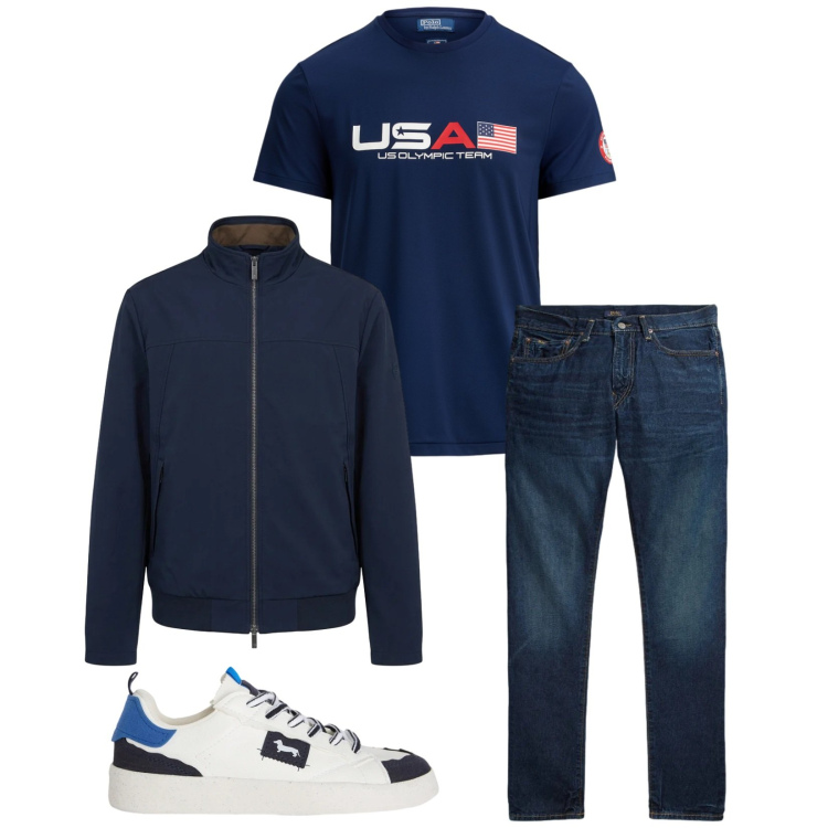 Outfit uomo - Total look #2394733. Stile Casual per Tutti i giorni. Abbinamento con sneakers, giacche, t-shirt, jeans.