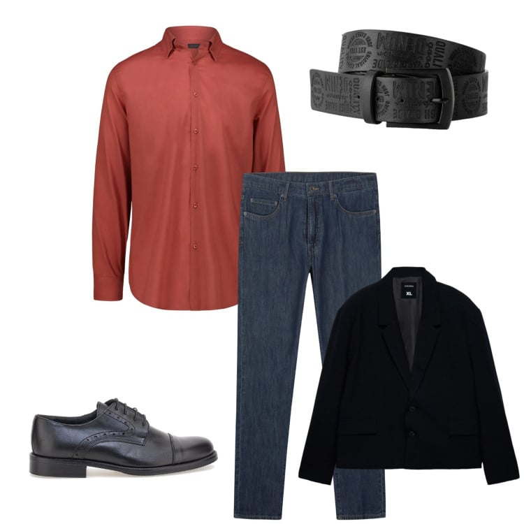 Outfit uomo - Total look #2394737. Stile Business/Elegante per Serata speciale. Abbinamento con cinture, giacche, camicie, jeans, scarpe stringate.