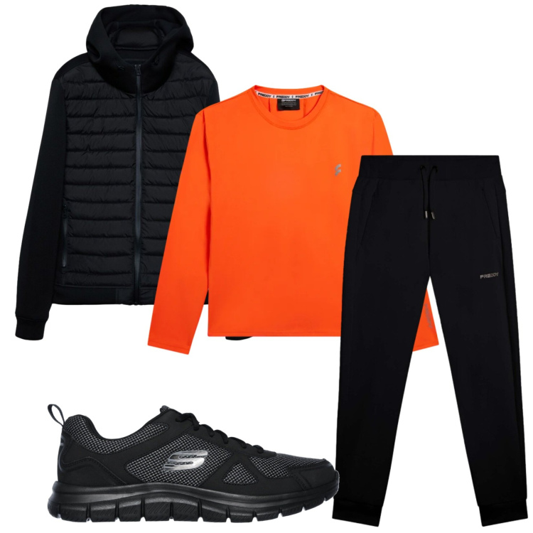 Outfit uomo - Total look #2394741. Stile Urban per Sport. Abbinamento con giacche, pantaloni, t-shirt, sneakers.