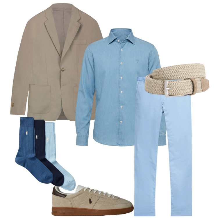 Outfit uomo - Total look #2394746. Stile Business/Elegante per Serata speciale. Abbinamento con cinture, camicie, pantaloni, sneakers, calzini, giacche.