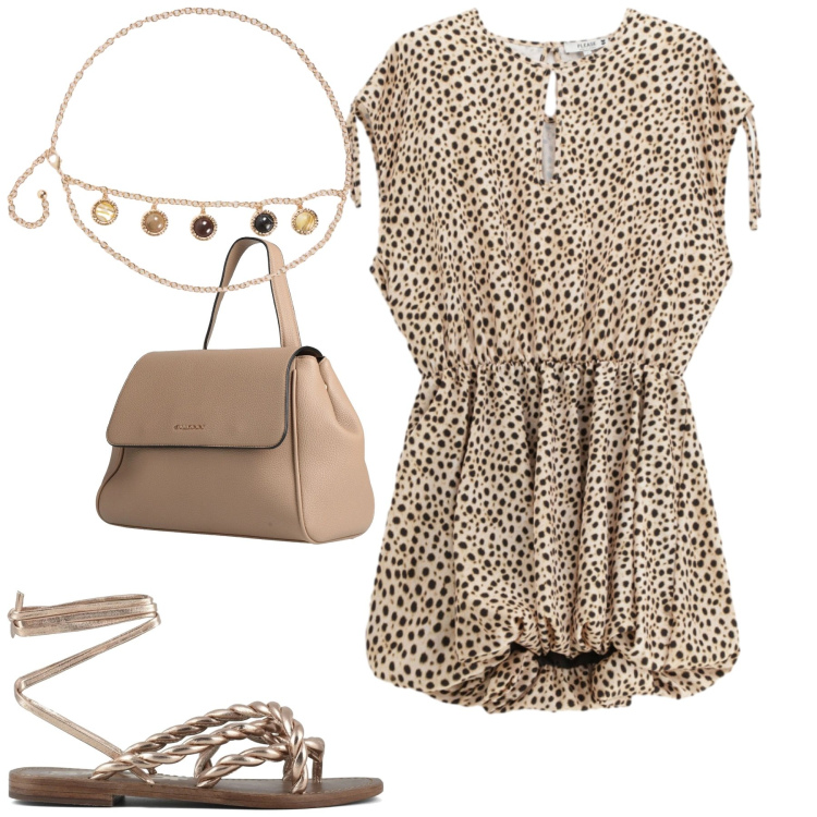 Outfit donna - Spring. Stile Casual chic per Tutti i giorni. Abbinamento con zaini, cinture, vestiti corti, sandali in pelle.