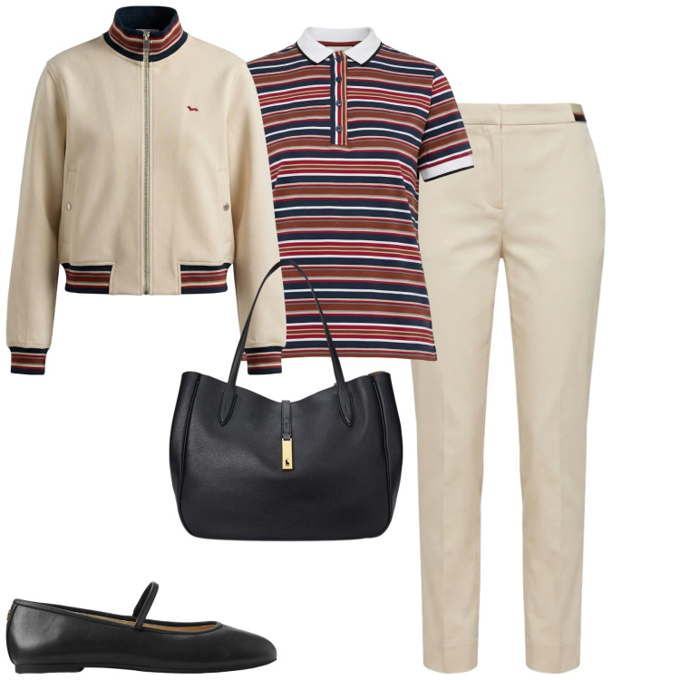 Outfit donna - City. Stile Casual chic per Tutti i giorni. Abbinamento con felpe, polo, pantaloni chino, ballerine, borse tote.