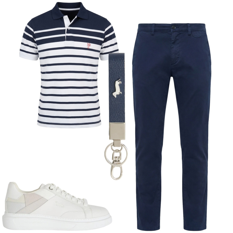 Outfit uomo - Total look #2394878. Stile Casual per Tutti i giorni. Abbinamento con sneakers, portachiavi, pantaloni chino, polo.