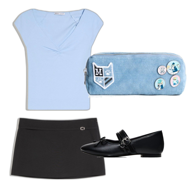 Outfit mujer - Urban style. Estilo Urban para Todos los días. Combinación con faldas, camiseta, bailarinas, maletas.