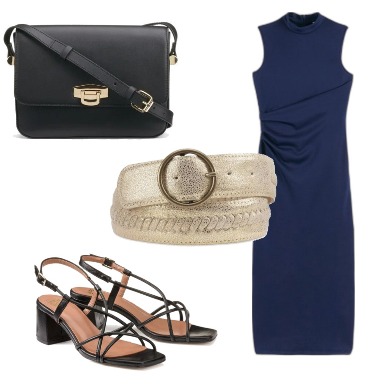 Outfit mujer - Minimal look. Estilo Minimal para Noche/Fiesta elegante. Combinación con sandalias de piel, cinturones, bandoleras, vestidos largos.