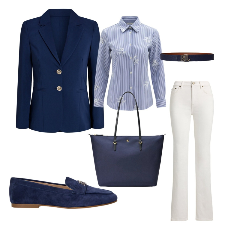 Outfit donna - Blazer leggeri. Stile Casual chic per Tutti i giorni. Abbinamento con blazer, camicie, mocassini, cinture, borse tote, jeans dritti.