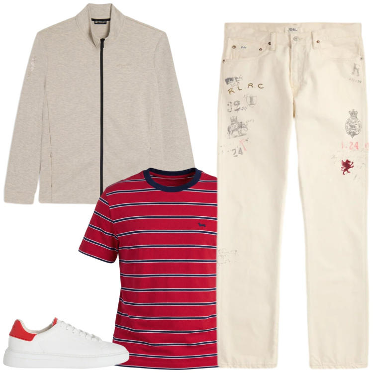 Outfit uomo - Total look #2394976. Stile Trendy per Tutti i giorni. Abbinamento con sneakers, t-shirt, felpe, jeans dritti.