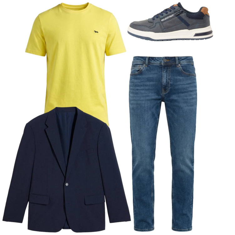 Outfit uomo - Total look. Stile Casual per Tutti i giorni. Abbinamento con sneakers, giacche, t-shirt, jeans.
