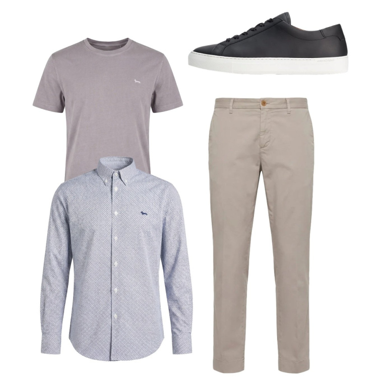 Outfit uomo - Total look. Stile Casual per Tutti i giorni. Abbinamento con camicie, pantaloni chino, t-shirt, sneakers.