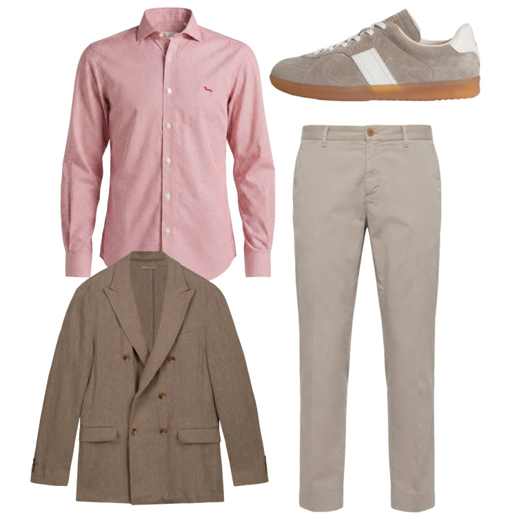 Outfit uomo - Total in pink. Stile Trendy per Tutti i giorni. Abbinamento con camicie, pantaloni chino, sneakers, giacche.