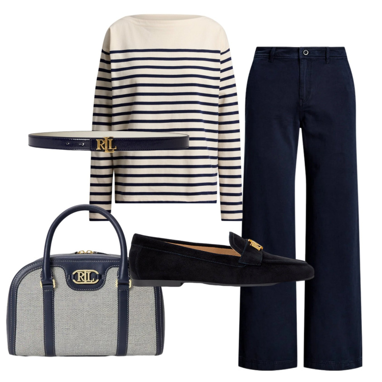 Outfit donna - Total look #2395102. Stile Chic per Ufficio. Abbinamento con mocassini, pantaloni, maglieria, cinture, borse a mano.