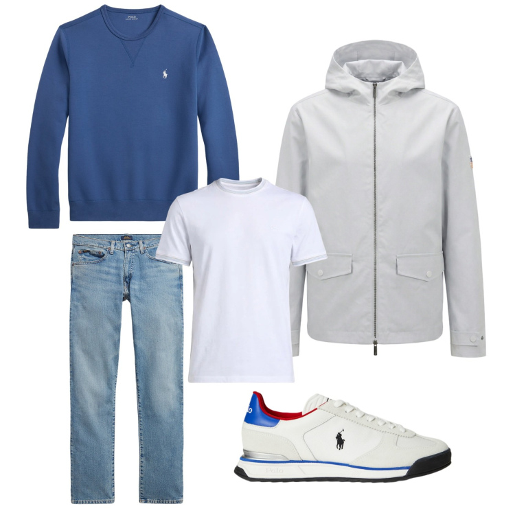Outfit uomo - La maglia azzurra. Stile Urban per Tutti i giorni. Abbinamento con t-shirt, giacche, jeans, felpe, sneakers.