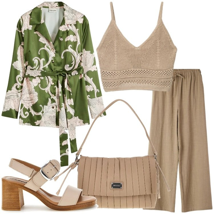 Outfit donna - Punto vita protagonista Donna Curvy. Stile Trendy per Serata fuori. Abbinamento con bluse, top, pantaloni, sandali col tacco, pochette.