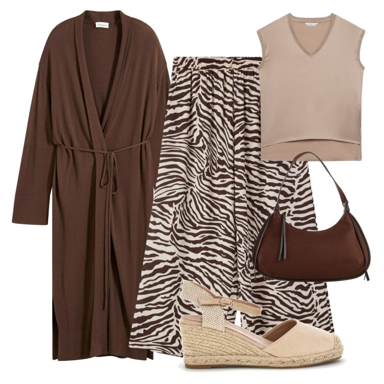 Outfit donna - Silhouette fluida e leggera. Stile Casual per Tutti i giorni. Abbinamento con cappotti, borse a tracolla, top, pantaloni, zeppe.