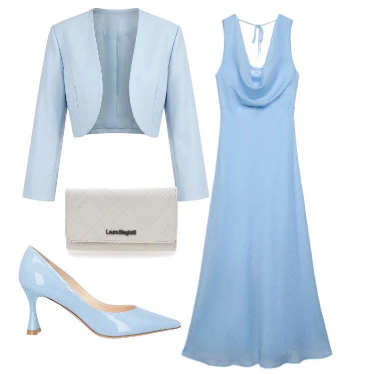 Outfit donna - Total look #2395223. Stile Chic per Cerimonia. Abbinamento con décolleté, vestiti lunghi, bolero, portafogli.