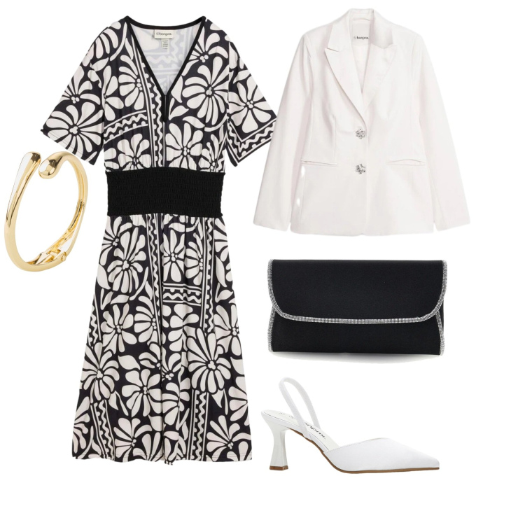 Outfit donna - Punto vita. per Ufficio. Abbinamento con braccialetti, blazer, décolleté, vestiti midi/longuette, pochette.