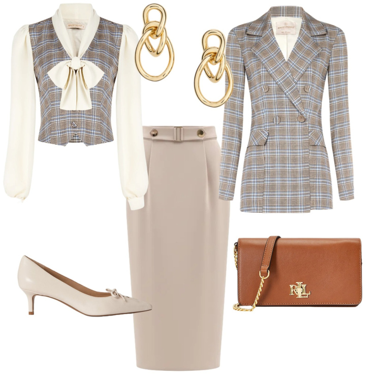 Outfit donna - Punto vita. per Cerimonia. Abbinamento con gonne longuette, blazer, bluse, borse a mano, orecchini, décolleté.