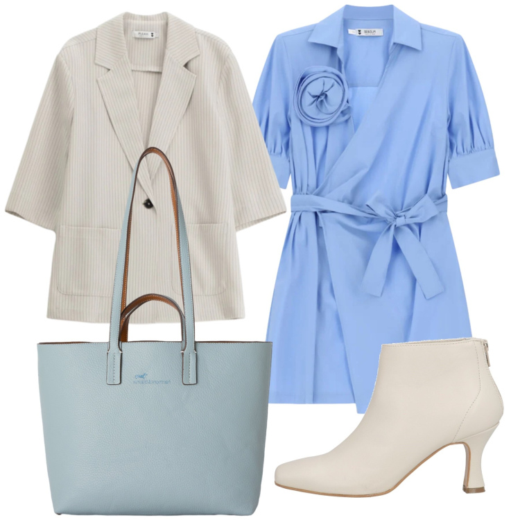 Outfit donna - Total look #2395278. Stile Bon Ton per Serata fuori. Abbinamento con stivaletti, shopping bag, blazer, vestiti lunghi.