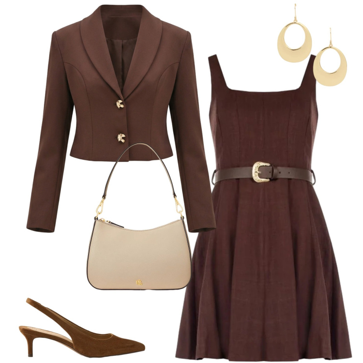 Outfit donna - Silhouette fluide e leggere. Stile Chic per Cerimonia. Abbinamento con vestiti corti, blazer, borse a spalla, orecchini, décolleté.