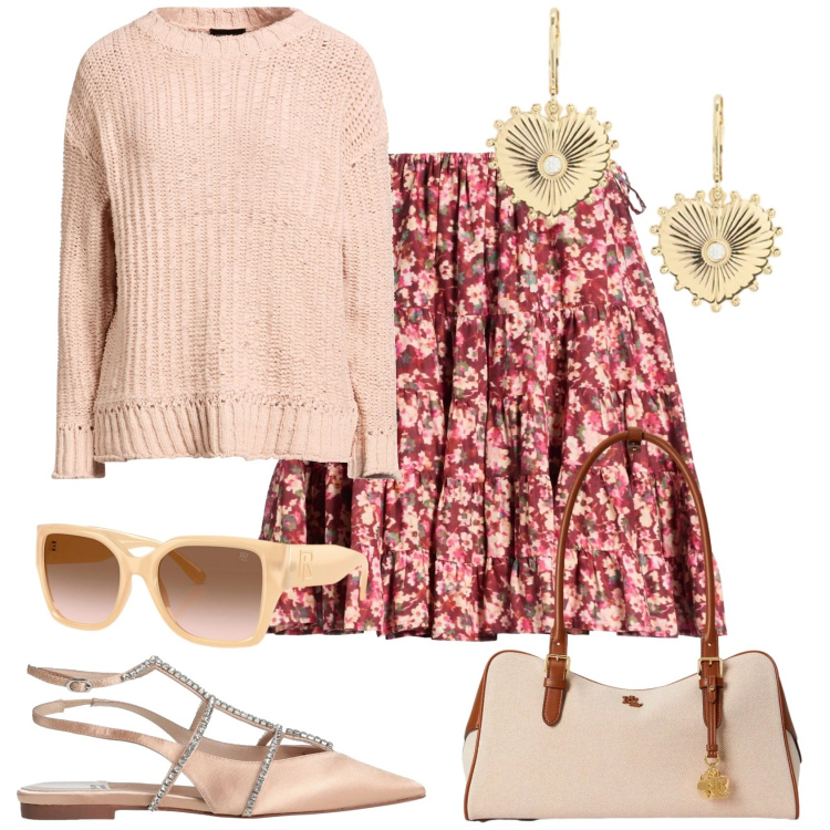 Outfit donna - Il ritorno delle ballerine. Stile Bon Ton per Tutti i giorni. Abbinamento con ballerine, pullovers, minigonne, occhiali da sole, orecchini, borse a mano.