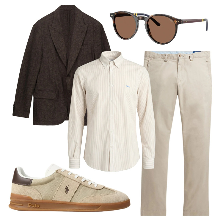 Outfit uomo - Total look #2395343. Stile Business/Elegante per Tutti i giorni. Abbinamento con camicie, pantaloni, occhiali da sole, sneakers, giacche.