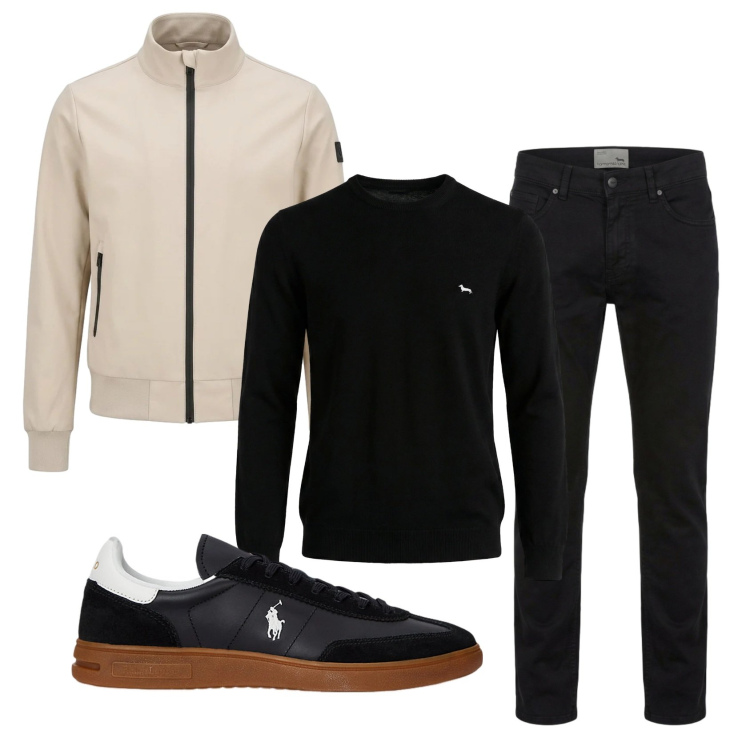 Outfit uomo - Total look #2395348. Stile Casual per Tutti i giorni. Abbinamento con pantaloni, maglieria, bomber, sneakers.
