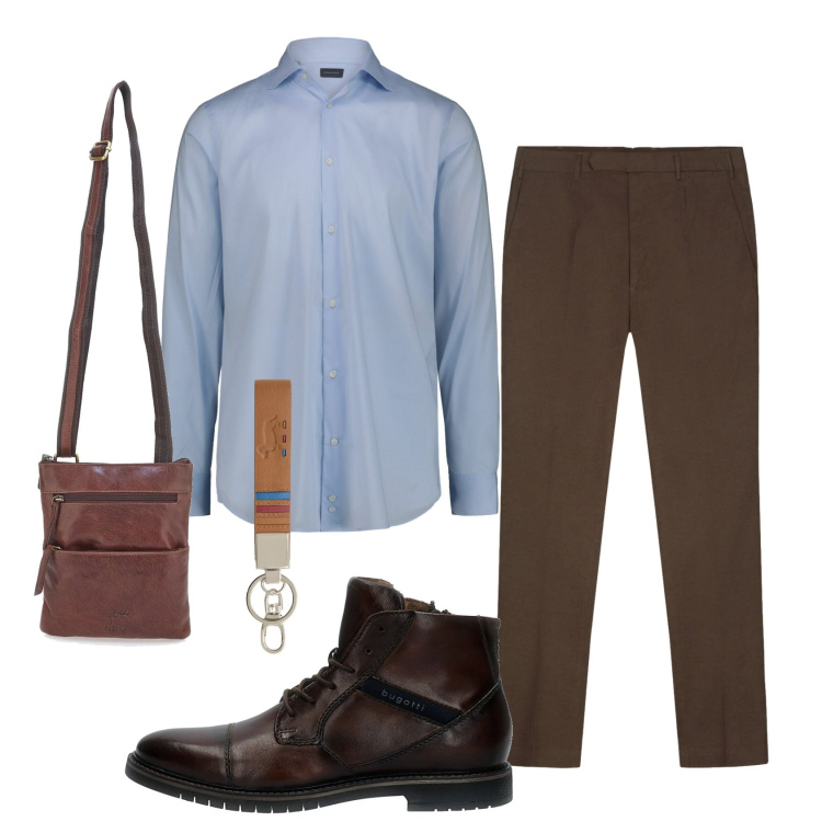 Outfit uomo - Total look #2395384. Stile Business/Elegante per Ufficio. Abbinamento con portachiavi, portafogli, anfibi, camicie, pantaloni.