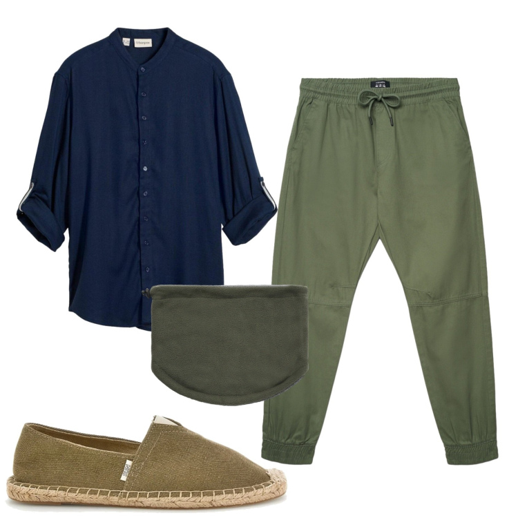 Outfit uomo - Total look #2395391. Stile Casual per Tutti i giorni. Abbinamento con camicie, scaldacollo, pantaloni, espadrillas.
