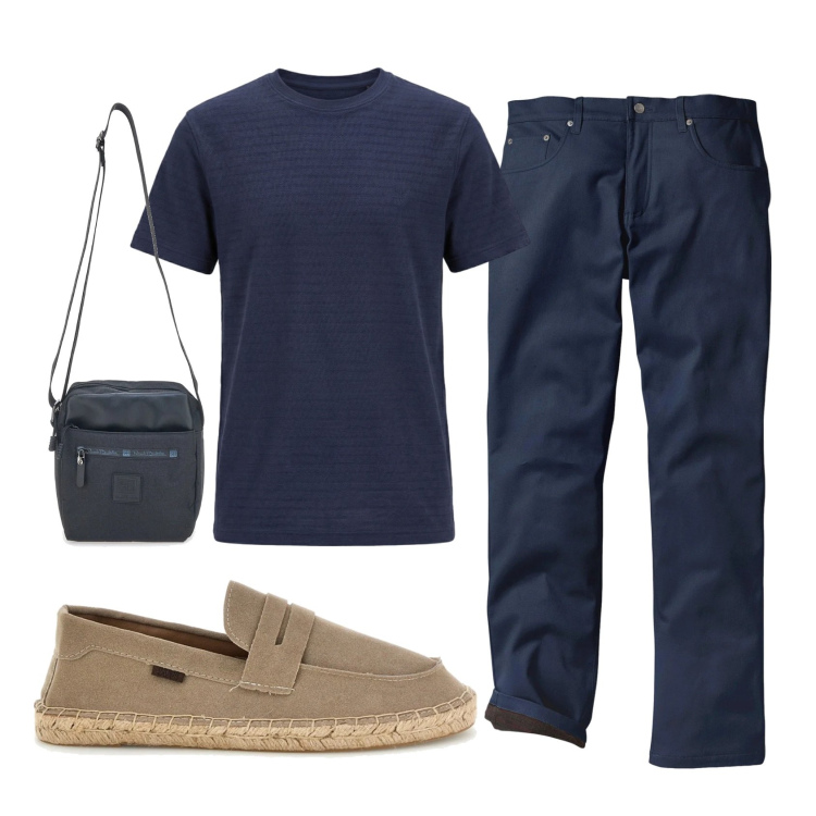 Outfit uomo - Total look #2395396. Stile Casual per Tutti i giorni. Abbinamento con pantaloni, t-shirt, portafogli, espadrillas.