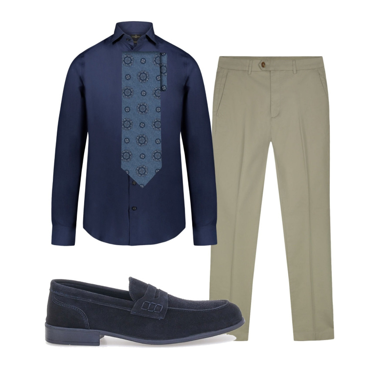 Outfit uomo - Total look #2395416. Stile Business/Elegante per Ufficio. Abbinamento con camicie, cravatte, pantaloni, scarpe stringate.