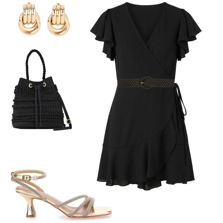 Outfit donna - Silhouette fluide e leggere. Stile Casual chic per Tutti i giorni. Abbinamento con borse a secchiello, orecchini, vestiti corti, cinture, sandali col tacco.
