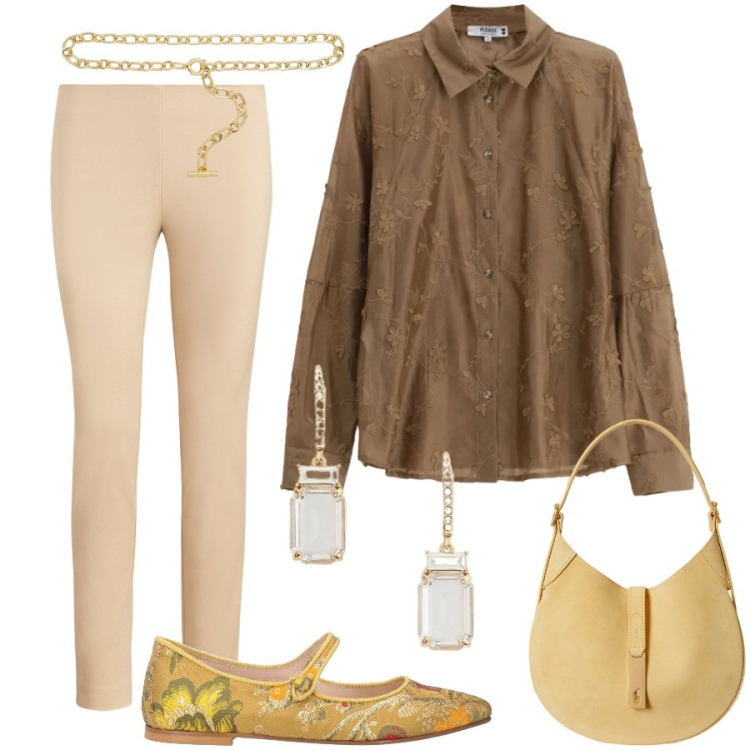 Outfit donna - Le ballerine boho. Stile Boho per Serata fuori. Abbinamento con ballerine, camicie, pantaloni skinny, orecchini, cinture, borse a spalla.