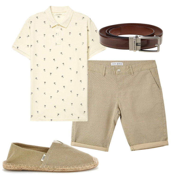 Outfit uomo - Total look #2395433. Stile Trendy per Tutti i giorni. Abbinamento con pantaloni corti, polo, cinture, espadrillas.
