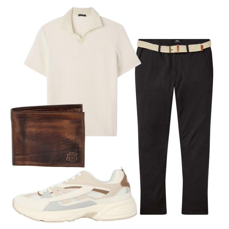 Outfit uomo - Total look #2395438. Stile Casual per Tutti i giorni. Abbinamento con pantaloni chino, sneakers, polo, portafogli.