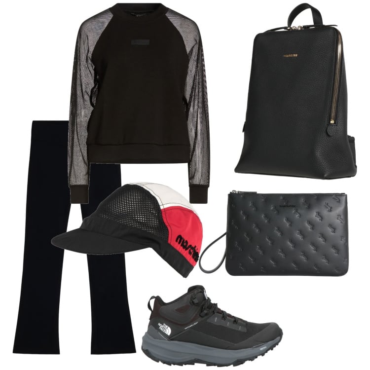 Outfit donna - Total look #2395450. Stile Rock per Tutti i giorni. Abbinamento con felpe, stivaletti, zaini, cappelli, anelli, leggings.