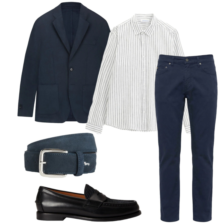 Outfit uomo - Total look #2395454. Stile Business/Elegante per Ufficio. Abbinamento con cinture, pantaloni, camicie, scarpe stringate, giacche.